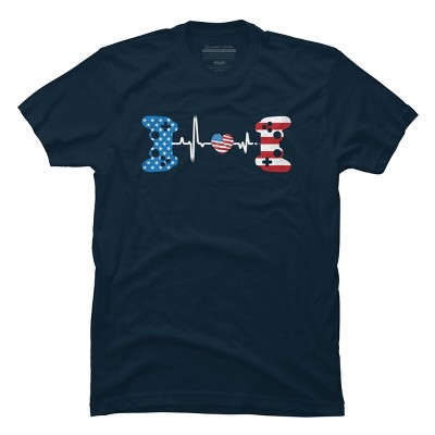 Men's Design By Humans July 4th Flag Heartbeat Video Gamer By Ujangkasep T-Shirt