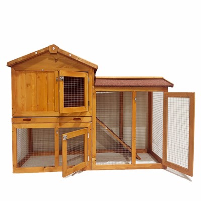FURNIinspire Spacious Two-Tier Design Chicken Coops Rabbits for Playground Garden, 55.5"*17.7"*33"