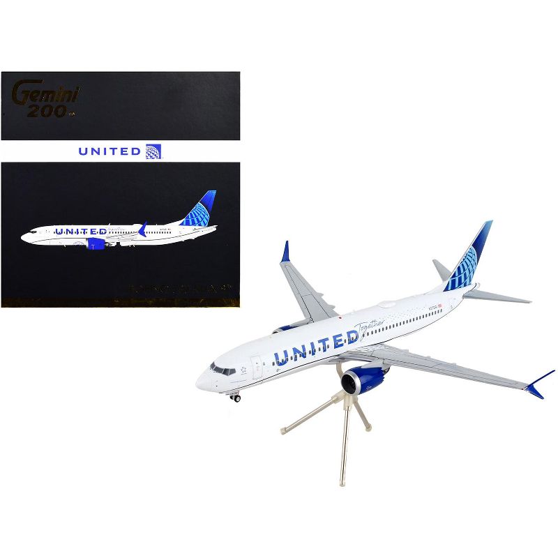 Boeing 737 MAX 8 Commercial Aircraft White with Blue Tail "Gemini 200" Series 1/200 Diecast Model Airplane by GeminiJets, 1 of 4
