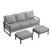 Sonkuki 3 Pieces Sofa with Side Table, All-Weather PE Rattan Wicker Set Patio Conversation Couch with Cushion - 2 of 4