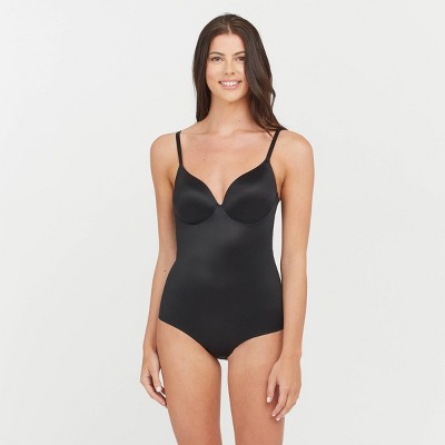 Assets By Spanx Women's Flawless Finish Shaping Micro Low Back Cupped Bodysuit  Shapewear - Very Black Xl : Target
