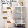 QingMoon Corner Cabinet, Floor Storage Cabinet, Narrow Organizer with Fluted Glass Door and Shelves for Bathroom and Laundry Room - 2 of 4