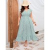 Womens Plus Size Casual Sleeveless Maxi Dress Ruffle Sleeve A Line Swing Summer Maxi Dress with Pockets - 4 of 4