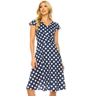 Women's Solid And Print V-neck Skater Dress