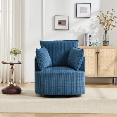 Modern Swivel Accent Chair with 360 Degree Rotation Upholstered Barrel Design for Living Room or Bedroom–Maison Boucle