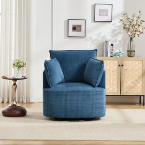 Modern Swivel Accent Chair with 360 Degree Rotation Upholstered Barrel Design for Living Room or Bedroom–Maison Boucle - 1 of 4