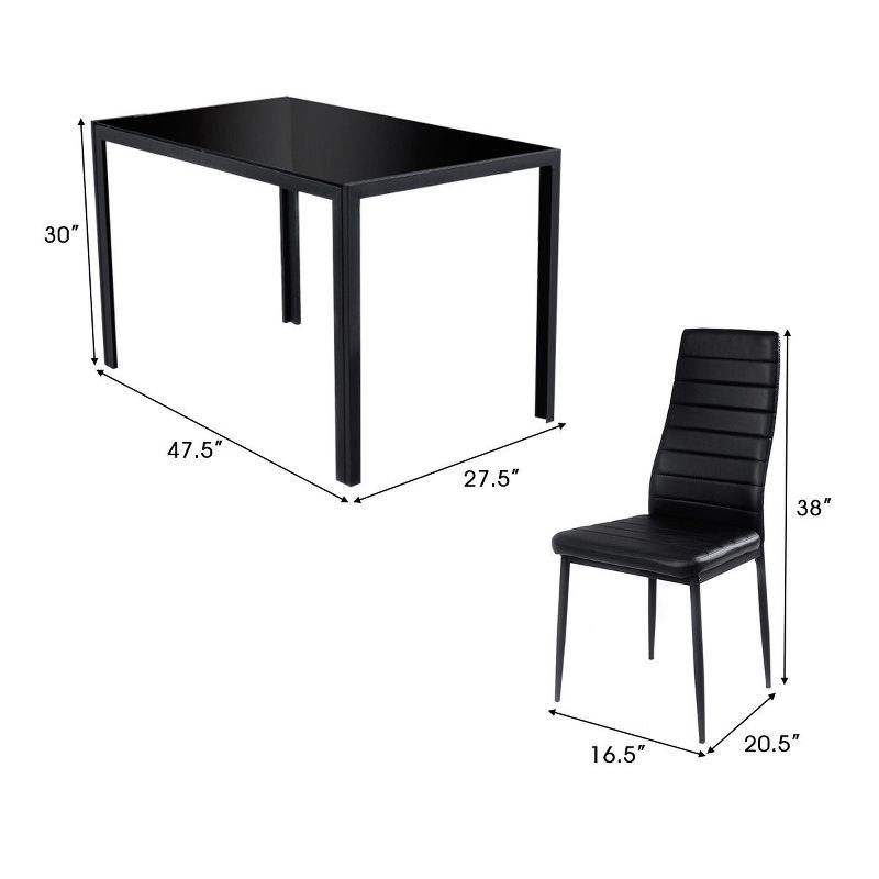 Tangkula 5 PCS Kitchen Dining Table Set Breakfast Furniture w/ Glass Top  Padded Chair, 3 of 11