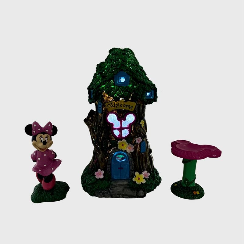 Disney Minnie Mouse Miniature Resin Garden Set with Solar Tree House, 6 of 7