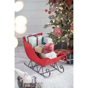 YOOCOZZ Trendy Household Christmas Decoration- Iron Red/Black Sleigh, Distressed Xmas Santa Sleigh, Assembly Required Easily, Holiday Accessory deco - 1 of 4