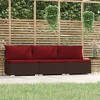 vidaXL 3 Seat Patio Sofa - Durable Brown Poly Rattan with Cushions - Water Resistant for Outdoor Use - Modular Design for Flexible Seating - 2 of 4