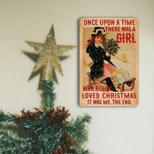 Vintage Christmas Metal Sign - "Just a Girl Who Loves Christmas" Retro Farmhouse Wall Decor - 1 of 3