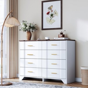 Farmhouse Drawers Dresser for Bedroom, Wood Curved Wide Chest of Drawers - 1 of 4