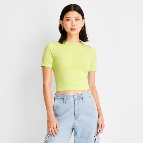 Women's Seamless Jersey T-Shirt - A New Day™ Lime Green S