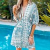 Women's Floral Plunging Blouson Sleeve Mini Dress - Cupshe - 4 of 4