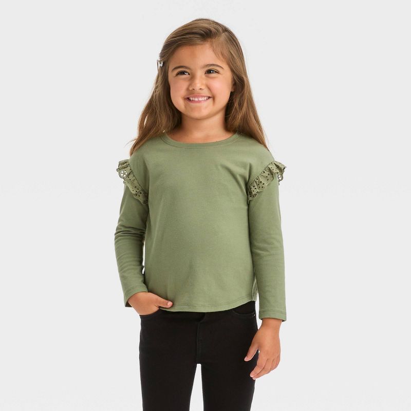 Toddler Girls' Eyelet Long Sleeve T-Shirt - Cat & Jack™, 1 of 5