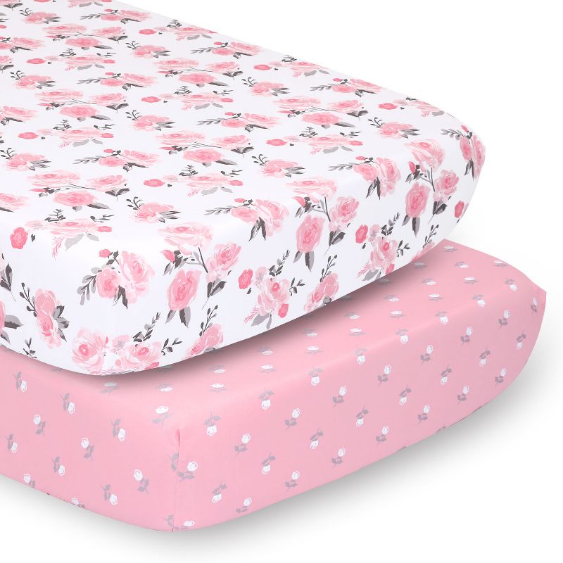 The Peanutshell Arianna Crib Bedding Set, Pink Floral, 4pc to 12 Pc, For Girls, 4 of 9