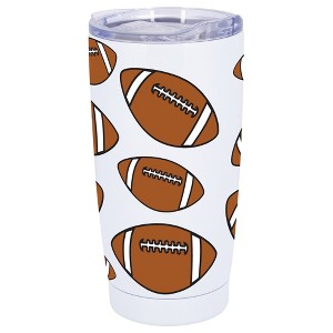 100 North 20 Ounce Stainless Steel On the Go Travel Tumbler With Push Top Lid, Football White - 1 of 4
