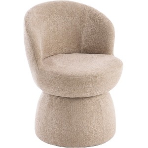 YOUNIKE Swivel Makeup Vanity Chair Boucle Fabric Barrel Accent Chair Upholstered Dining Chair 22" Wide Sofa Chair for Dressing Nook - 1 of 4