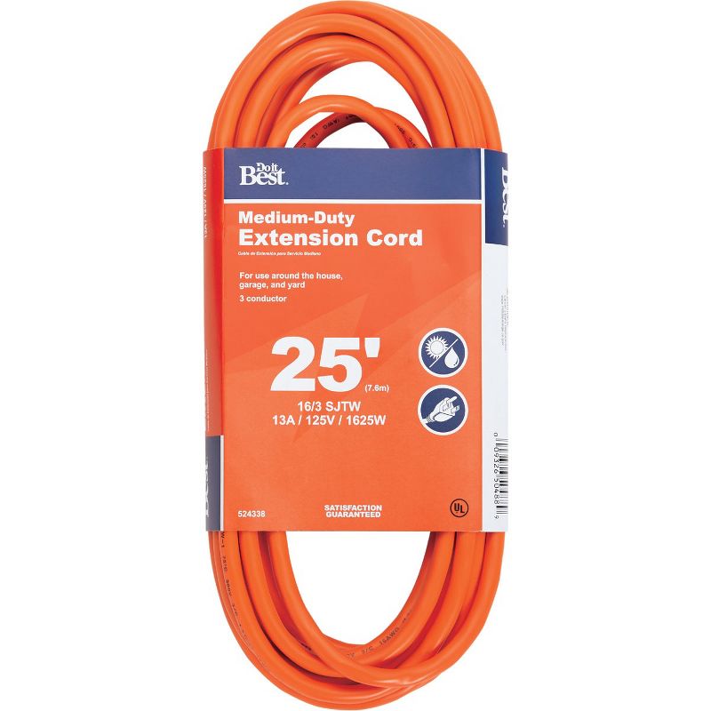 Do it Best  25 Ft. 16/3 Outdoor Extension Cord OU-JTW163-25-OR, 1 of 3