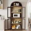 Arched Bookcase with Doors Tall Bookshelf Display Storage Shelves 71.4in Deep Wooden Cabinet Farmhouse Bookcases - 4 of 4