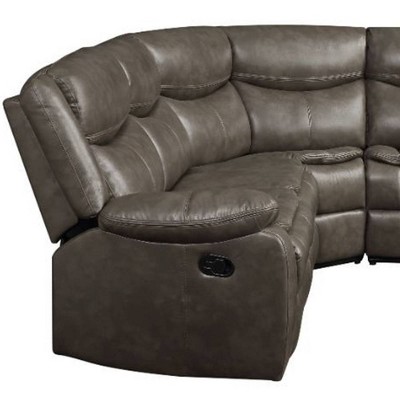 Luxurious Taupe Leather-Aire 3-Piece Tufted Sectional with Cup Holders