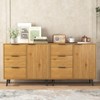 TIRAMISUBEST Storage Cabinet with 3 Drawers & Adjustable Shelf - Natural Wood Mobile File Cabinet - 4 of 4