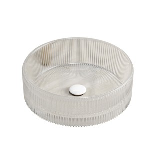 ChicFurnit Bathroom Sinks Vessel Sink Round Sink Vanity Sink Art Basin Countertop Bathroom Sink for Bathroom, White, 14.17"*14.17"*4.53" - 1 of 4