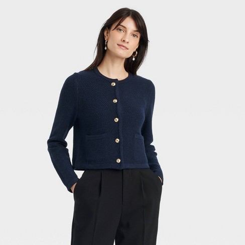 Women s Lady Cardigan A New Day Navy Xl Target