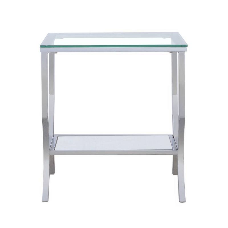 Saide End Table with Glass Top and Mirror Shelf Chrome - Coaster, 4 of 6