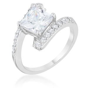 Slickblue Stylish 2.3ct Clear CZ Rhodium Ring for Women, Unique Bridal and Contemporary Design, Sizes 5-10 - 1 of 4