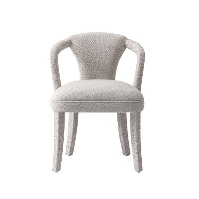 Manhattan Comfort Palmer Modern Tweed Upholstered Dining Armchair Silver Lining