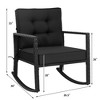 Costway Patio Rattan Rocker Chair Outdoor Glider Rocking Chair Cushion Lawn Navy\Black\Grey - image 3 of 4