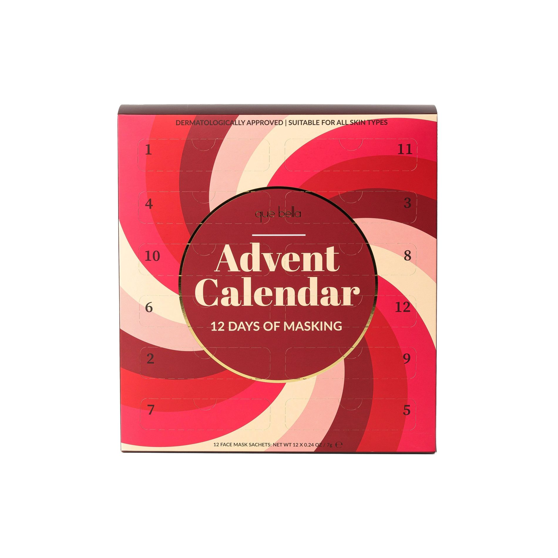 Que Bella Advent Calendar 12 days of Masking Gift Set - 12ct/2.88 fl oz