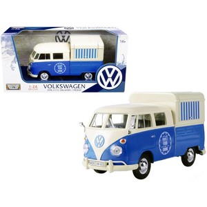 Volkswagen Type 2 (T1) Pickup Food Truck Cream and Blue 1/24 Diecast Model Car by Motormax - 1 of 4