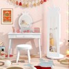 Tangkula Kids Vanity & Jewelry Armoire Cabinet Wooden Kids Vanity Table and Chair Set 360° Swivel Standing Jewelry Organizer with Full-Length Mirror - 2 of 4