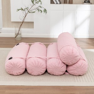 GDFStudio Haddad Modern 50"W Corduroy Upholstered Adjustable Floor Sofa, 5 Cylindrical Pillows Bean Bag Seat - 1 of 4