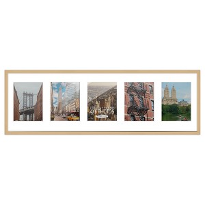 PosterPalooza | Natural Finish Collage Frame - White Mat, 20 Frame Sizes to Choose From, UV Acrylic - 1 of 4