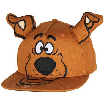 Scooby Doo Embroidered Character Face Adult Adjustable Snapback Hat With 3D Ears Brown