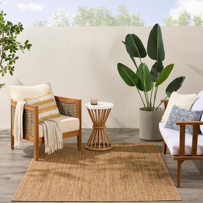 Natural Geometric Flat Woven Synthetic 5' x 7' Area Rug