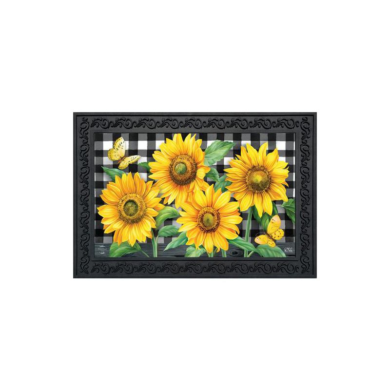Briarwood Lane Checkered Sunflowers Summer Doormat Everyday Floral Indoor Outdoor 30" x 18", 2 of 5