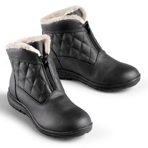 Collections Etc Quilted Zip-Front Fleece Lined Boots - 1 of 3