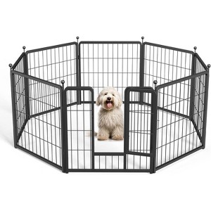 Gulches 8 - Panel Heavy Duty Pet Fence - 24" Tall for Small Dogs, Black, Ideal for Yard, Travel & Camping - 1 of 4