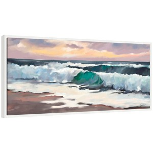 Kate and Laurel roll tide Framed Canvas Wall Art by Mary Sparrow 40 x 18 Sylvie White, Coastal, Beach, Nature Art for Wall Decor, Living Room, Bedroom - 1 of 4