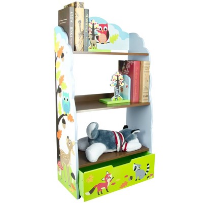 Enchanted Woodland Whimsical Kids' Wooden Bookshelf with Storage