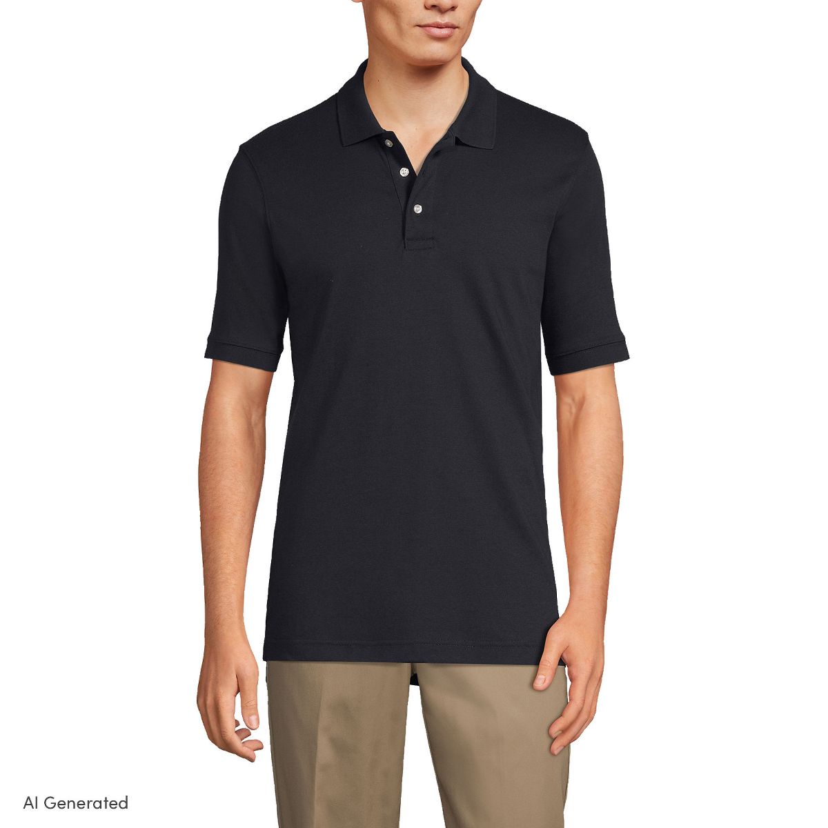 Lands' End School Uniform Men's Long Sleeve Interlock Polo Shirt