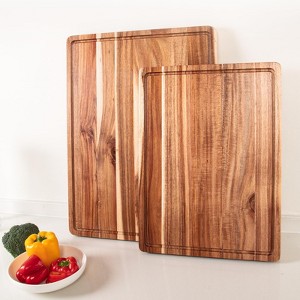 Extra Large Acacia Wood Cutting Board 24x18 Inches - 1.2" Thick Butcher Block with Deep Juice Groove & Handles for Meat, Vegetables, Serving - 1 of 4