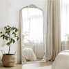 PexFix 28 in. W x 67 in. H Rustic Arched Solid Wood Framed DIY Carved Full Length Mirror in Weathered White - 4 of 4