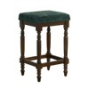 Rustic Wooden Counter Stools Set of 2 with Padded Seat, Nailhead Trim, and Turned Legs for Kitchen, Dining Room, or Bar - 4 of 4