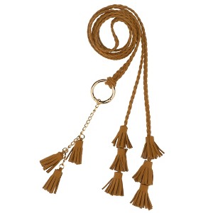 INSPIRE CHIC Women's Woven Braided Rope Tassels Chain Skinny Boho Waist Belts 1 Pc - 1 of 4