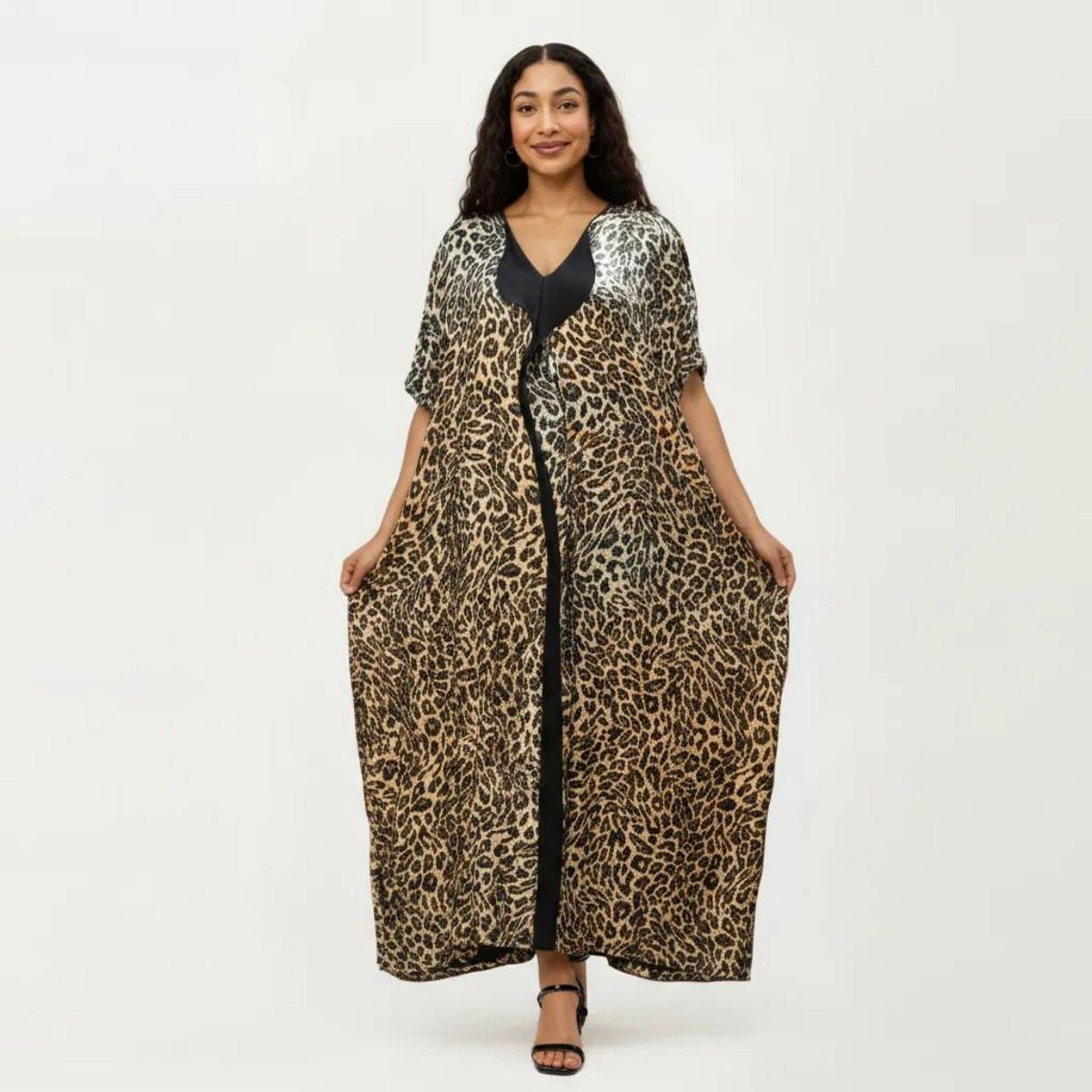 Anna-Kaci Women's Abstract Print Maxi Kaftan Dress with Contrast Trim and Relaxed Flowy Silhouette - thumbnail 7